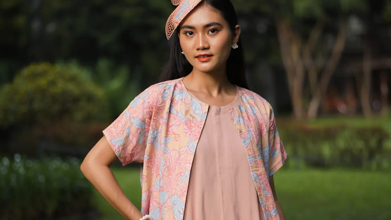 Outer Batik Panjang dengan Dress Polos untuk Kondangan Outdoor (Foto: ChatGPT)