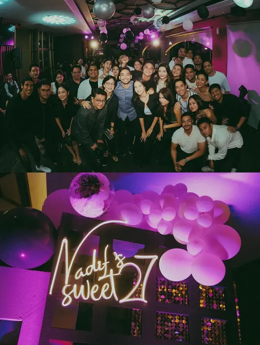 Terlihat outfit monokromatik Anya Geraldine saat foto bareng dengan para tamu undangan. [IG @anyegeraldine]