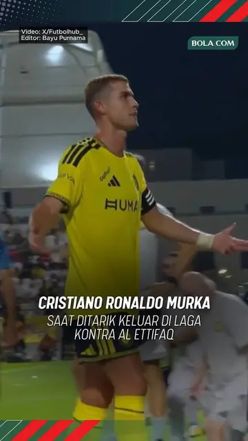 Cristiano Ronaldo murka saat ditarik keluar di laga kontra Al Ettifaq