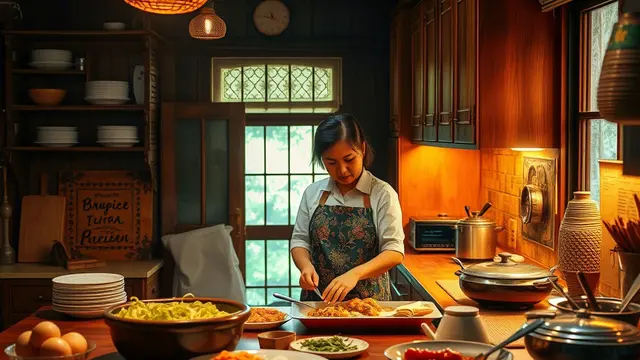 Wanita Memasak di Dapur