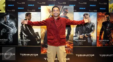 Aktor Yama Carlos saat menghadiri premiere film Terminator Genisys di Gandaria City XXI, Jakarta, Rabu (24/6/2015). Terminator Genisys menceritakan tentang kehidupan di tahun 2029.(Liputan6.com/Panji Diksana)