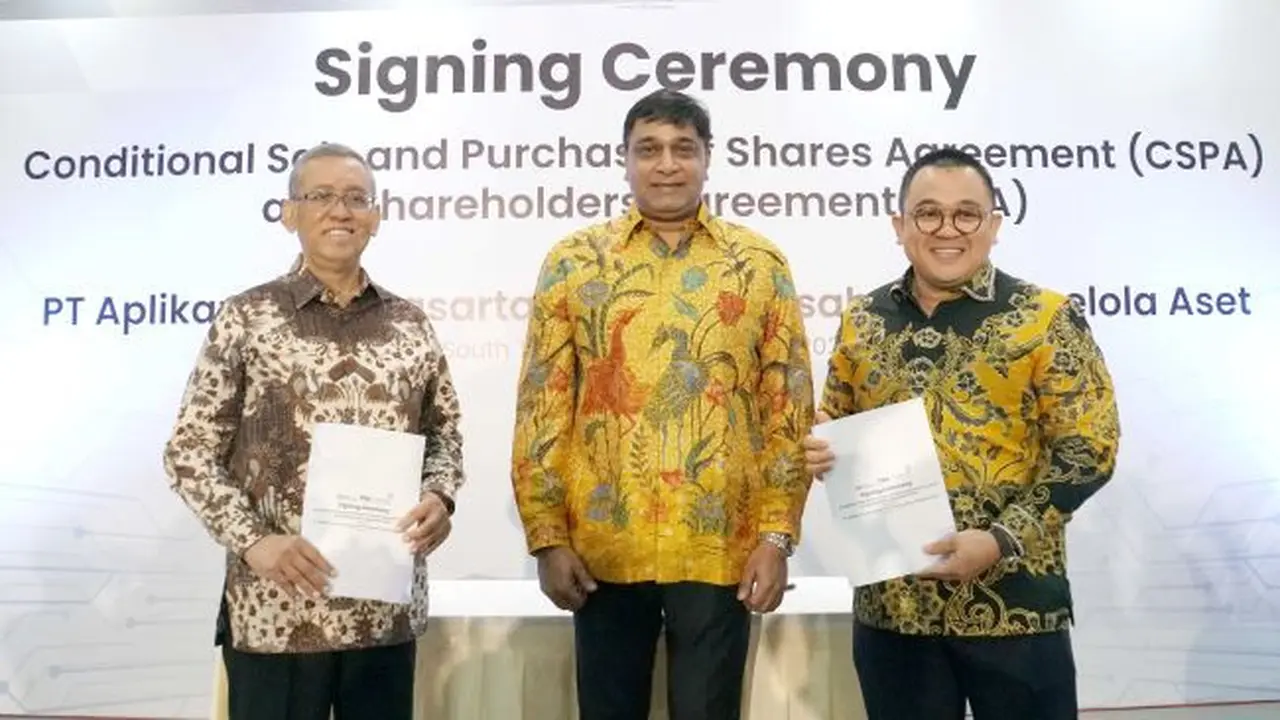 Penandatanganan perjanjian jual beli saham bersyarat antara Lintasarta dan PPA untuk pembelian saham PT Arta Integrasi Teknologi (ARINT), anak usaha Lintasarta. (Foto:PPA)