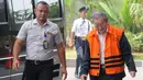 Tersangka suap Hakim PN Medan, Tamin Sukardi (kanan) saat tiba di Gedung KPK, Jakarta, Rabu (3/10). Pengusaha tersebut terlihat mengenakan tongkat sebagai alat bantu jalan. (Merdeka.com/Dwi Narwoko)