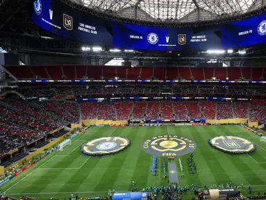 Suasana sepi pertandingan Grup D Piala Dunia Antarklub 2025 antara Chelsea melawan LAFC di Mercedes Benz Stadium, Atlanta, Amerka Serikat, Selasa (17/06/2025). (AP Photo/Jason Getz)