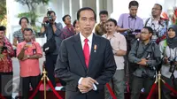Presiden Jokowi saat bertemu Presiden Mesir Abdel Fattah Al Sisi di Istana Merdeka, Jakarta, Jumat (4/9/2015). Kunjungan Al Sisi untuk mengadakan kerjasama ekonomi dengan Indonesia. (Liputan6.com/Faizal Fanani)