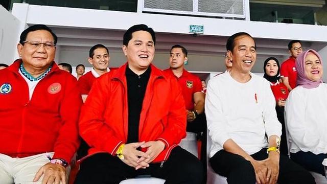 Jokowi bersama Prabowo dan Erick Thohir (@prabowo)