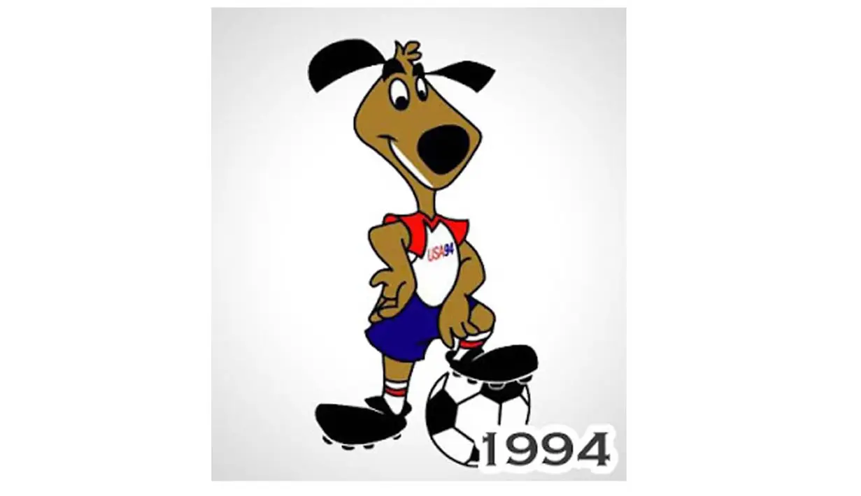 Striker adalah maskot Piala Dunia 1994. Seekor anjing, mengenakan seragam Amerika Serikat dengan kata-kata "USA 94" (Istimewa).