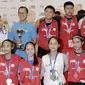 Para peserta NBA Junior tampak bahagia saat pengumuman 16 pemain yang menjadi Jr NBA Indonesia All-Star 2018 di Pluit Village Mall, Minggu (29/7/2018). (Bola.com/M Iqbal Ichsan)