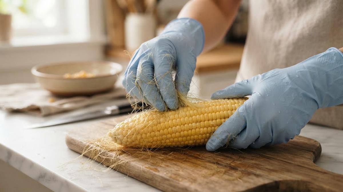 Sarung Tangan Karet untuk Membersihkan Bulu Jagung