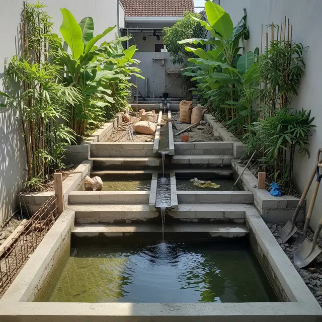 Cara Membuat Kolam Ikan Bertingkat untuk Lahan Sempit (AI Generated)