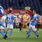 Para pemain Napoli merayakan kemenangan 4-2 dalam drama adu penalti kontra Juventus di final Coppa Italia 2019-2020 di Stadion Olimpico, Roma. (AP Photo/Andrew Medichini)