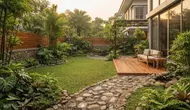 8 Inspirasi Taman dengan Unsur Kayu dan Batu Kali, Kombinasi Alami yang Membuat Rumah Lebih Estetik