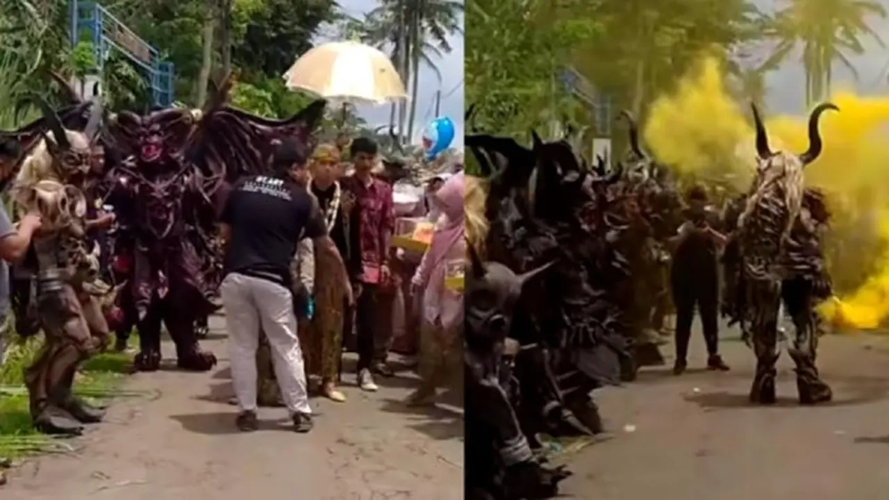 Pengantin Pria Ini Diantar 'Monster' saat Menikah, Anti-Mainstream