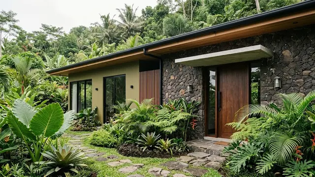 Kombinasi Warna untuk Fasad Rumah yang Menggunakan Batu Alam/AI Generated