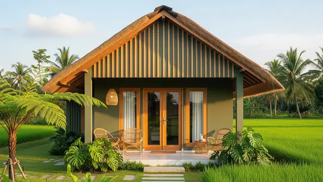 Model Rumah Minimalis Desa dengan Kombinasi Tembok dan Kayu Alami yang Memukau