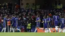 Penyerang Chelsea, Kai Havertz (kedua kiri) melakukan selebrasi setelah mencetak gol ke gawang Lille pada pertandingan leg pertama Liga Champions di Stamford Bridge, London, Rabu (23/2/2022). Chelsea menang atas Lille 2-0. (AP Photo/Ian Walton)