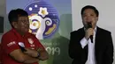 Deputy Director Programming SCTV, David Setiawan Suwarto, saat konferensi pers Turnamen U-20 International Cup 2019 di Wisma Aldiron, Jakarta, Kamis (21/11). Kompetisi ini direncanakan akan berlangsung pada 1-7 Desember 2019. (Bola.com/Yoppy Renato)