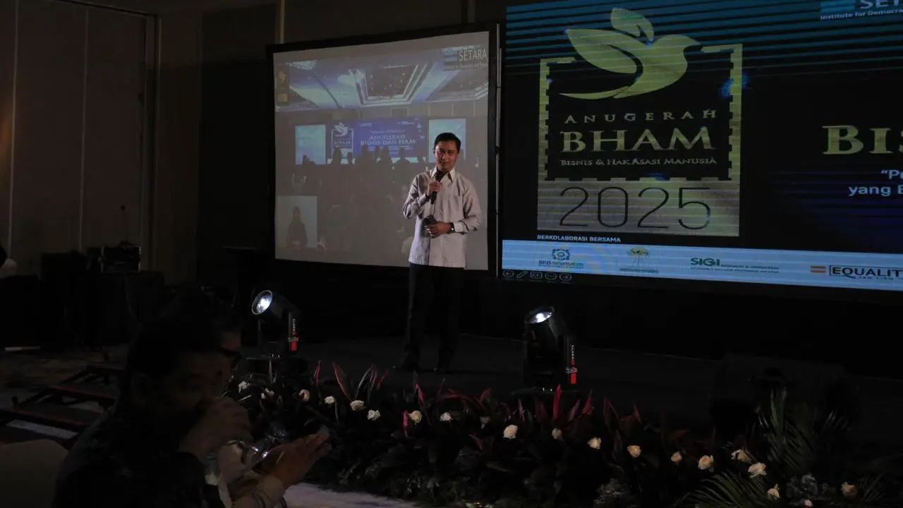 Setara Institute menggelar malam apresiasi Anugerah Bisnis dan Hak Asasi Manusia (BHAM) 2025 di Pullman Hotel, Jakarta, Selasa (25/11) (Istimewa)