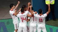 Timnas Iran berhasil meraih kemenangan atas Timnas Maroko di pertandingan pertama Grup B Piala Dunia 2018 yang digelar di Krestovsky Stadium, Saint Petersburg, Jumat (15/6/2018) malam WIB. (AP Photo/Darko Vojinovic)