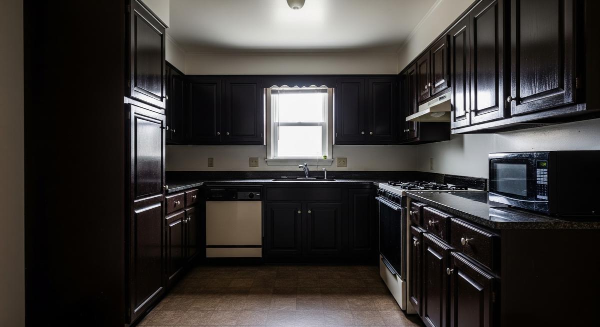 Kesalahan Memilih Warna Kabinet Dapur yang Membuat Ruangan Terasa Sempit (AI Generated)
