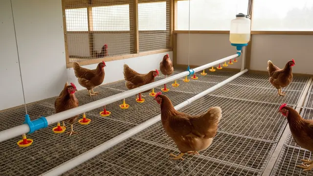 Model Kandang Ayam dengan Sistem Minum Bersih Tanpa Kotoran/Gemini AI