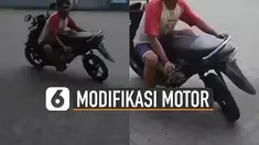 Modifikasi motor memang sering dilakukan oleh para pecinta motor. Namun ada yang unik modifikasi motor pria satu ini.