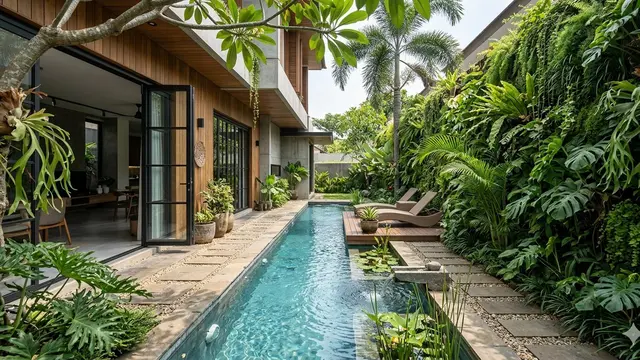 Desain Rumah Sejuk dengan Kolam Air Mini (Foto: Gemini AI)
