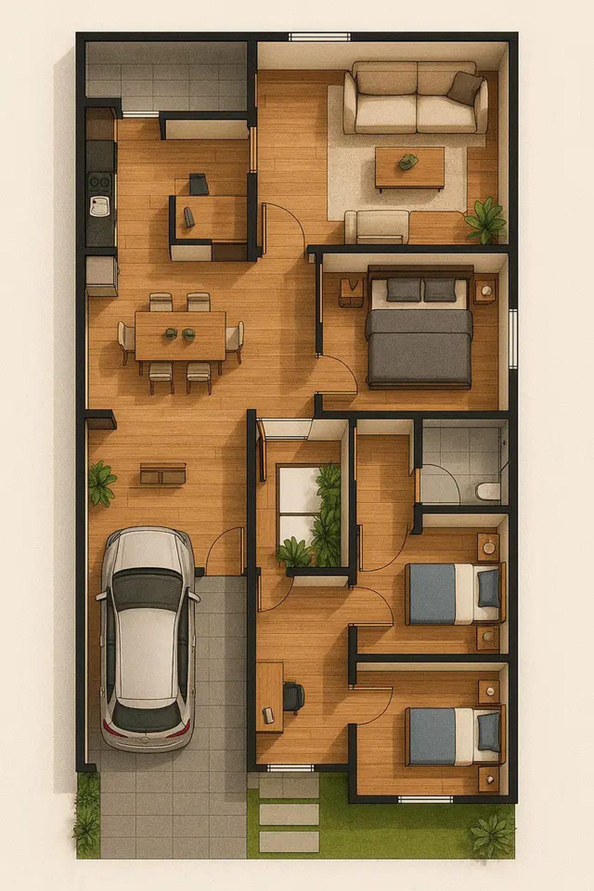 5 Desain Denah Rumah Mewah Ukuran 8x15 m, Bisa Jadi Referensi