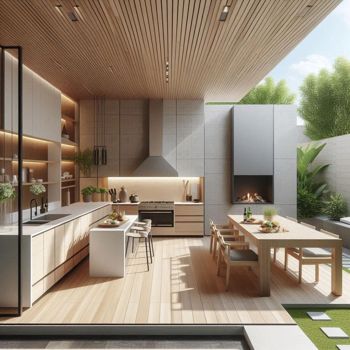 Desain Dapur Belakang Rumah yang Terbuka