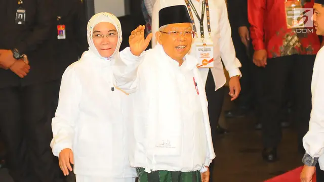 Didampingi Istri, Ma'ruf Amin Hadiri Debat Keempat Pilpres 2019