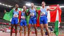 Italia sukses menyabet medali emas di Olimpiade Tokyo 2020 usai keluar sebagai yang tercepat di nomor estafet 4x100 meter putra. (Foto: AP/Charlie Riedel)