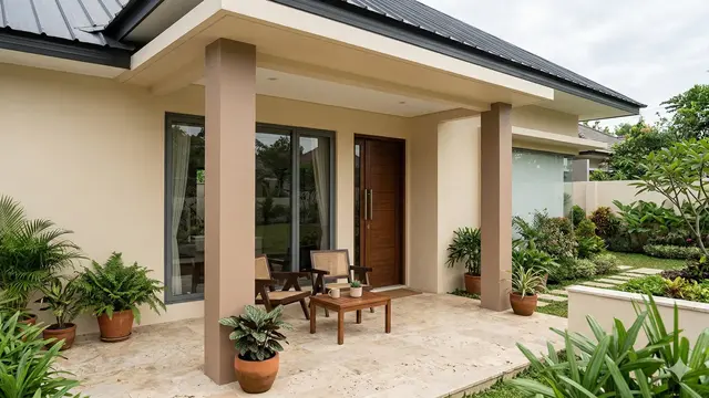 Ide Warna Cat Teras dan Pilar Rumah yang Cocok untuk Rumah Minimalis (Foto: Gemini AI)