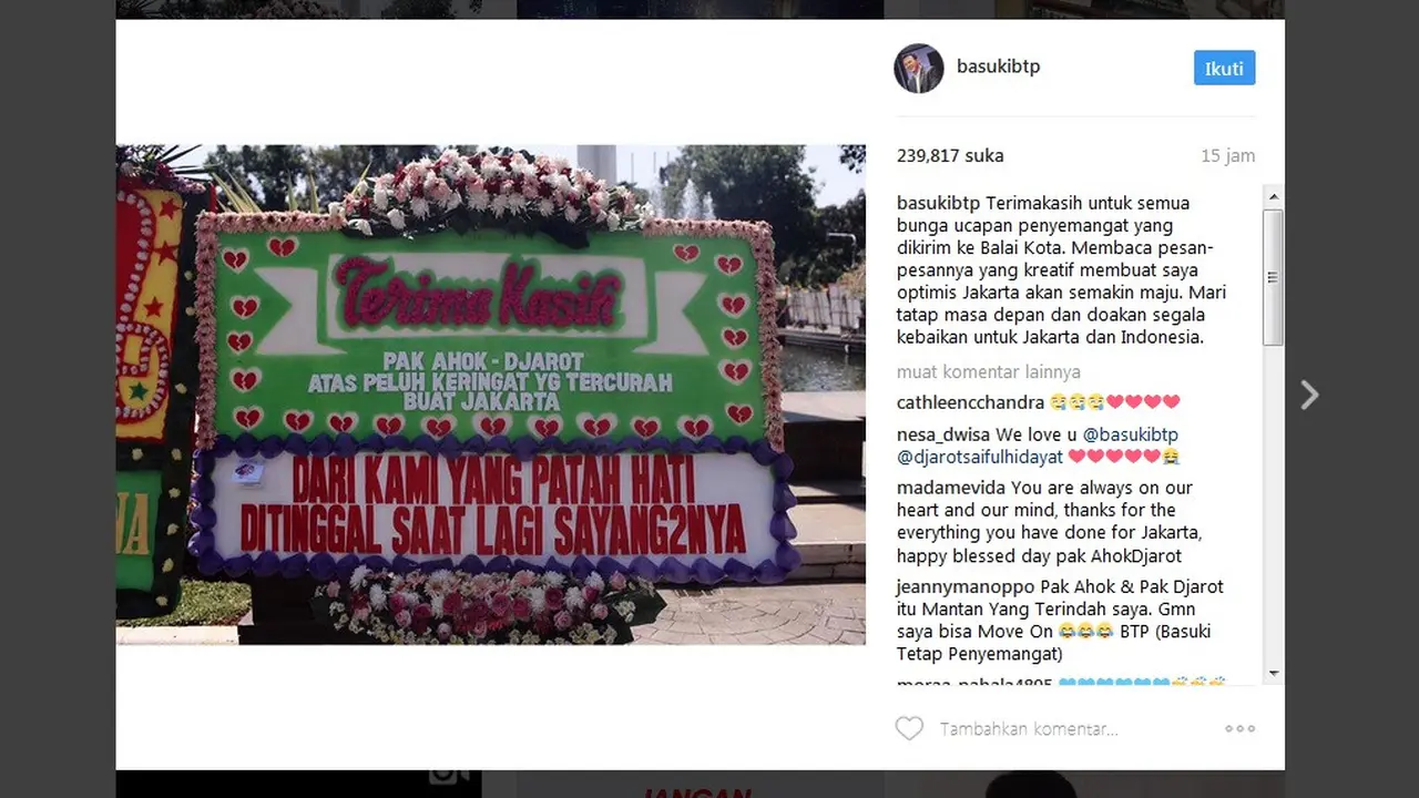 Karangan Bunga Ahok-Djarot