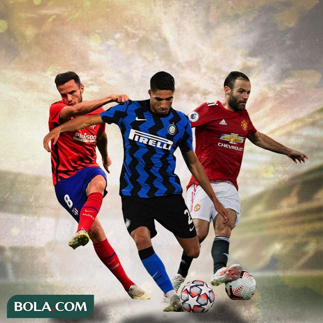 Ilustasi - Saul Niguez, Achraf Hakimi, Juan Mata