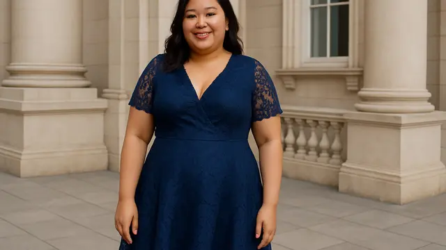 Model Dress Brokat Panjang untuk Badan Gemuk