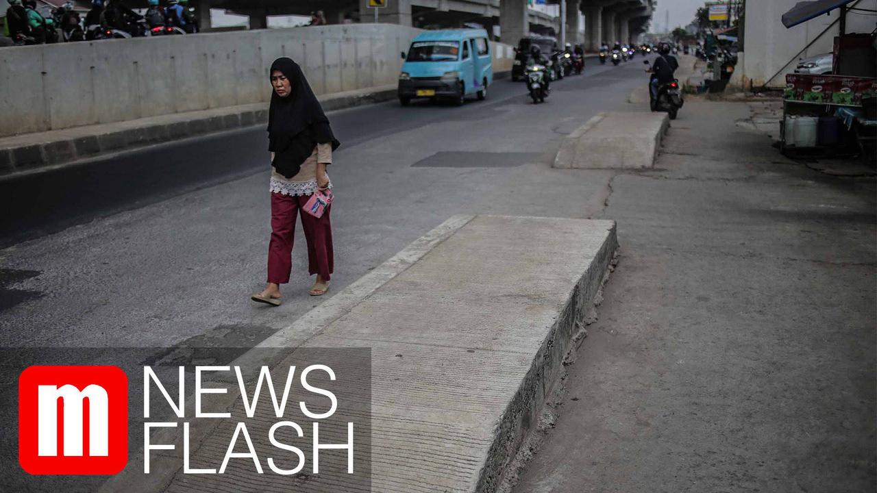 VIDEO: Begini Penampakan Trotoar yang Berada di Tengah Jalan Kalimalang