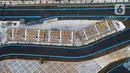 Foto udara memperlihatkan Jakarta International E-Prix Circuit di kawasan Ancol, Jakarta, Selasa (17/5/2022). Federation Internationale de Automobile (FIA) Formula E Jakarta E-Prix menyatakan ajang balap mobil listrik pada 4 Juni mendatang diharapkan mampu memberi kontribusi positif terhadap kebangkitan ekonomi pascapandemi COVID-19 yang bakal dirasakan pelaku usaha dan masyarakat melalui Jakarta E-Prix. (Liputan6.com/Herman Zakharia)