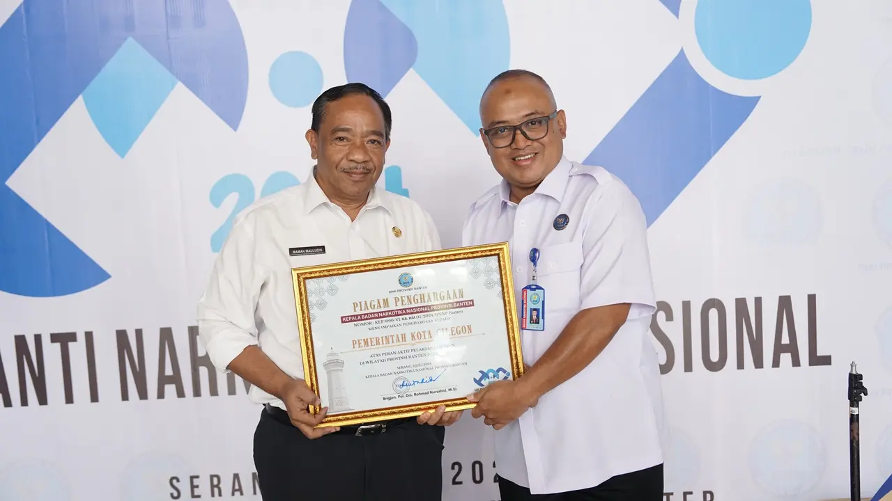 Pemkot Cilegon Terima Penghargaan P4GN dari BNN Banten