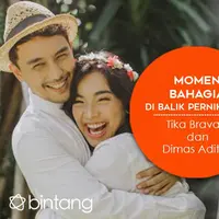 Yuk mengintip momen bahagia di balik pernikahan Tika Bravani dan Dimas Aditya berikut ini. (Foto: Instagram @why_moments, Desain: Muhammad Iqbal Nurfajri/Bintang.com)