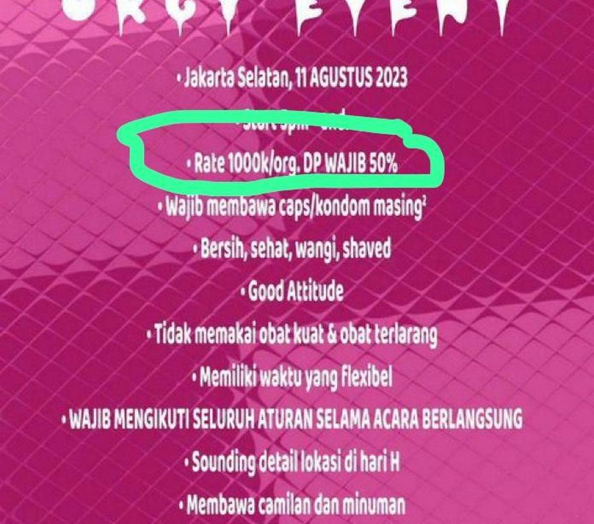 Polisi mengungkap kasus pesta seks atau orgy di kawasan Jakarta Selatan. Kasus ini telah dibenarkan Kapolres Metro Jakarta Selatan, Kombes Pol Ade Ary Syam Indradi.