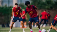 Rekrutan anyar Barcelona, Karim Adeyemi dalam sesi latihan. (Barcelona)