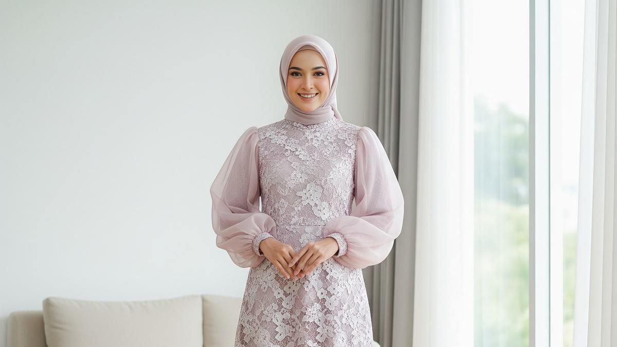9 Model Gamis Kombinasi Brokat Organza, Pilihan Anggun dan Glamor