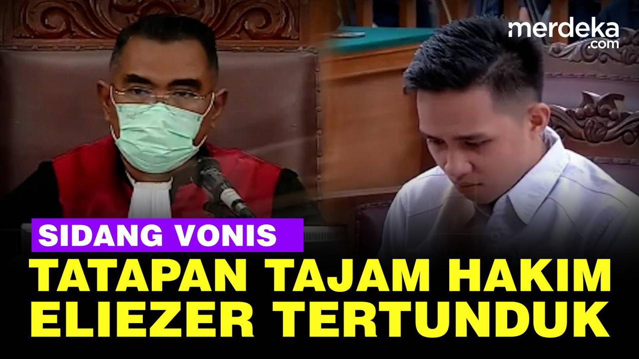 VIDEO: Wajah Takut Eliezer Tertunduk Lihat Tatapan Tajam Hakim Wahyu di Sidang Vonis
