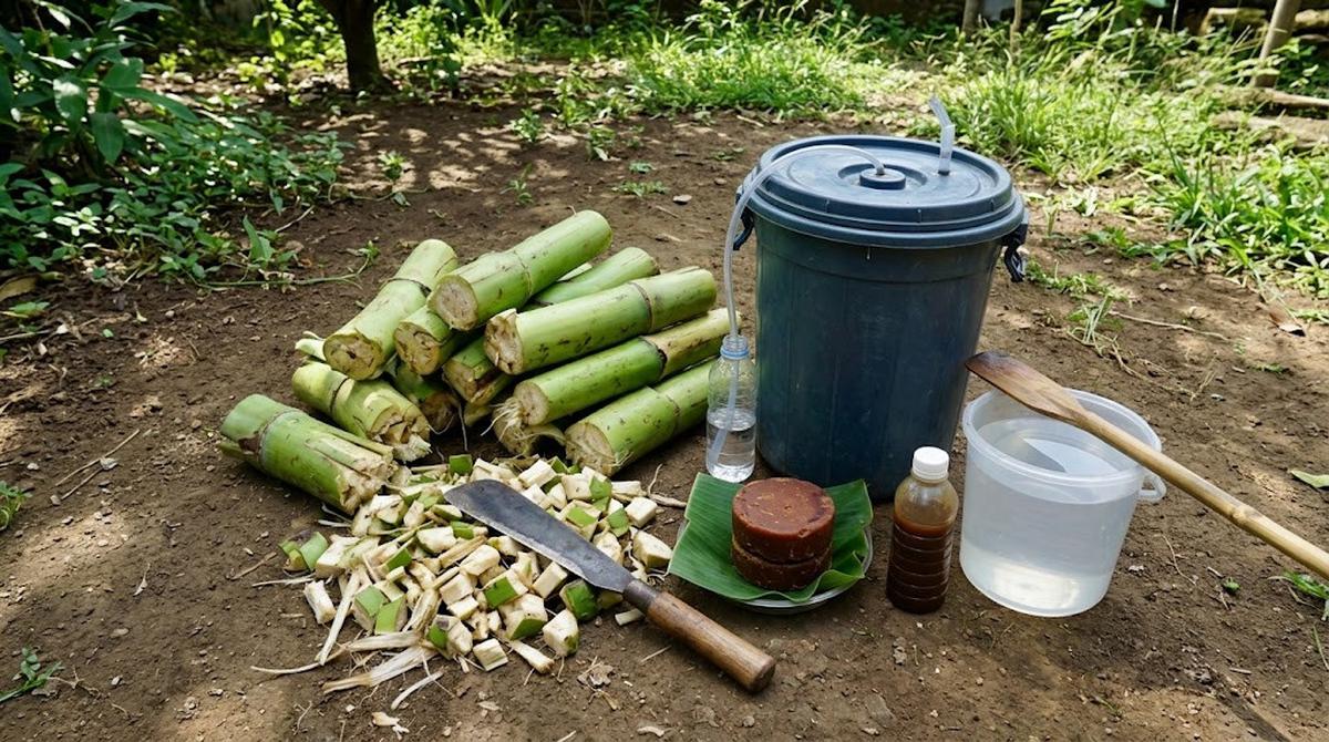 Bahan-bahan membuat fermentasi batang pisang