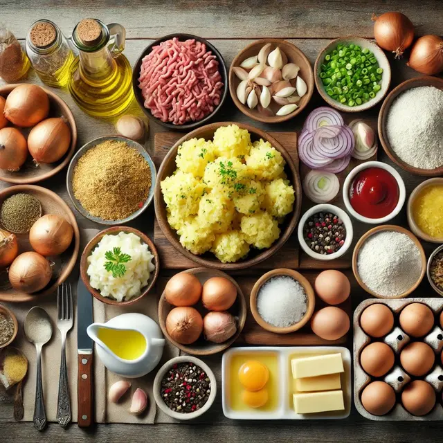 illustrasi bahan-bahan croket kentang