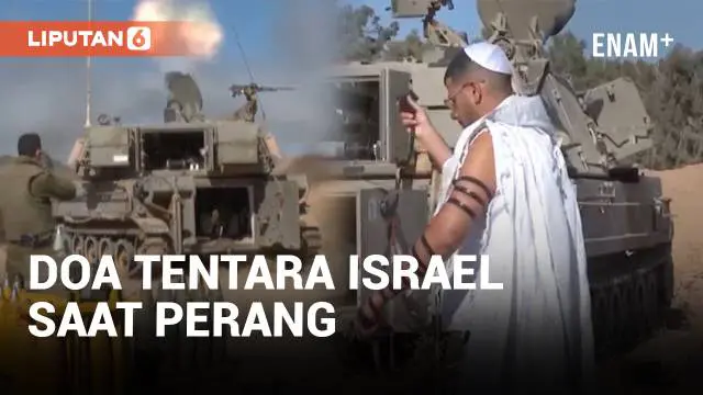 Momen seorang tentara Israel sedang bersiap berdoa terekam kamera. Kejadian tersebut berlangsung di tengah gempuran senjata Israel ke wilayah Gaza.