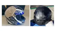 Beberapa foto helm yang menyelamatkan kepala. (Facebook: 9gag))