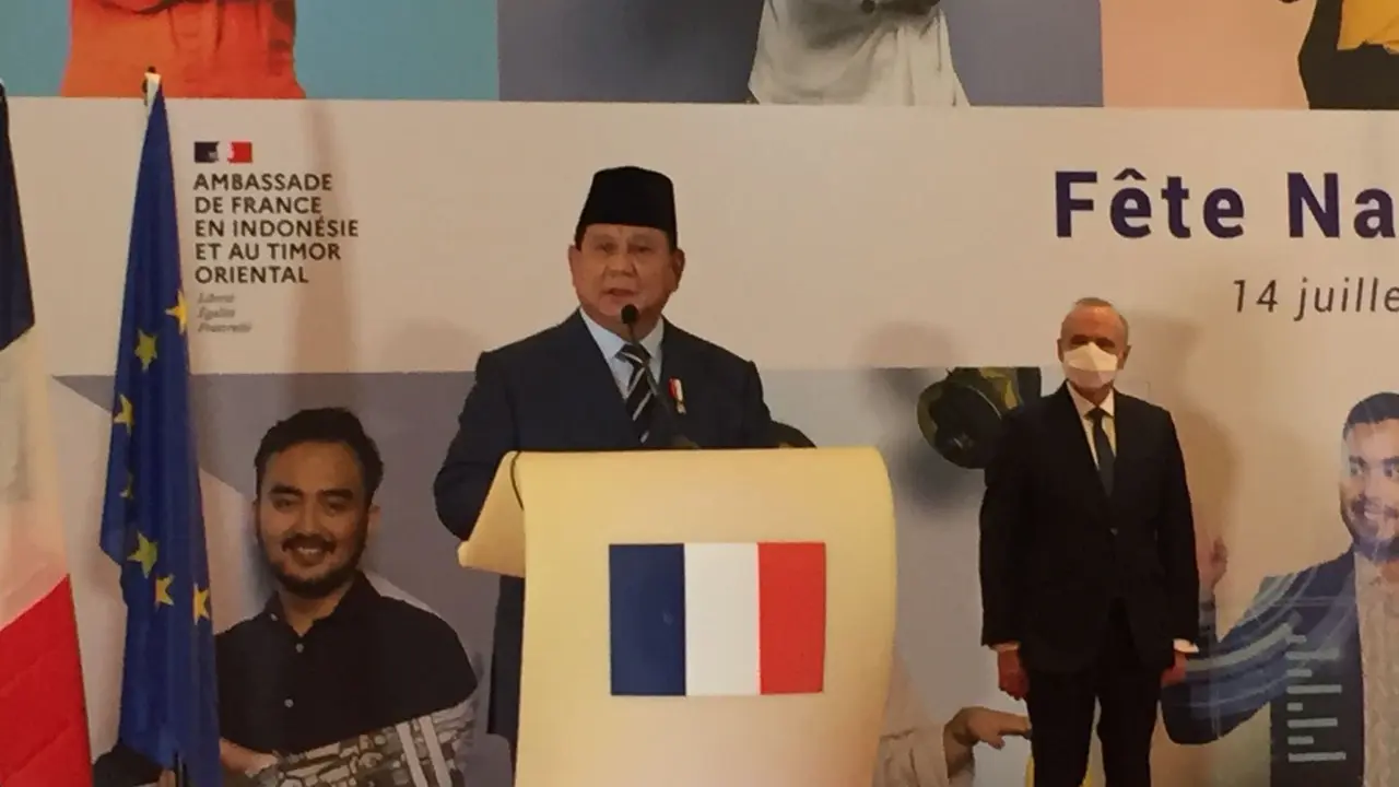 Menteri Pertahanan RI Prabowo Subianto menyebut Indonesia dan Prancis terus meningkatkan hubungan kemitraan yang strategis (Liputan6.com/Teddy Tri Setio Berty)