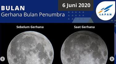6 Juni: Gerhana Bulan Penumbra. (Instagram pussainsa_lapan/mreclipse.com)
