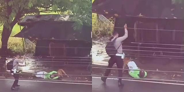 Aksi Heroik Polisi di Lampung Duel Lawan Pit Bull Besar yang Serang Warga Lari Pagi